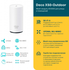 Wi-Fi Mesh ������� TP-Link Deco X50-Outdoor(1-pack) AX3000 6