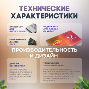 ��������� ���� TopComp AK 121991062AMD Ryzen 5 5600G/32/SSD 240/Vega 7/Win10pro
