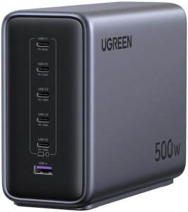 �������� ���������� UGREEN X759-55550B 500W 6-Port GaN Desktop Fast Charger Space Gray