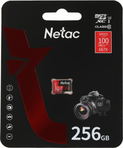���� ������ ����� ������ Netac MicroSDXC 256GB P500 Extreme Pro V30/A1/C10 up to 100MB/s, ������ ��������-�������� ������������