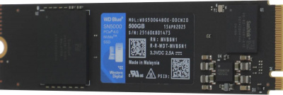 SSD-���������� WD Blue 500GB SN5000 (WDS500G4B0E) �����, M.2 2280 NVMe PCIE 4.0 x4 5000/4000