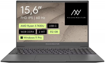 ������� Machcreator One R5 15.6" FHD/Ryzen 5 7430U/16Gb/512Gb/ Radeon Vega 7/W11P/�����