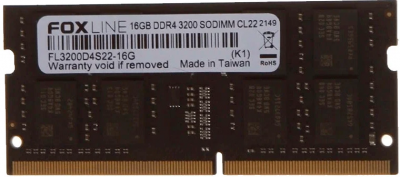 ����������� ������ Foxline FL3200D4S22S-16G SODIMM 16GB 3200 DDR4 CL22 (2Gb*8)