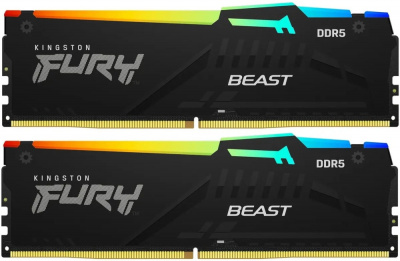 ����������� ������ Kingston FURY Beast DDR 5 DIMM 64Gb PC48000, 6000Mhz, Black RGB CL30 (Kit of 2)