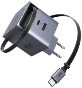 �������� ���������� UGREEN X615 65W GaN � ��������� ������� USB-C&USB-A ����� ������
