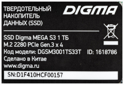 SSD-���������� Digma 1 �� DGSM3001TS33T