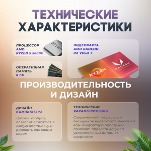 ��������� ���� TopComp AK 121991043 AMD Ryzen 5 5600G/8/SSD 512/Vega 7/Win10pro/wifi