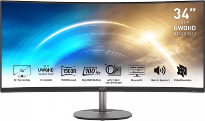 ���� ������ ������� MSI PRO MP341CQ 34"" UWQHD (9S6-3PB2CT-041) ������ ��������-�������� ������������
