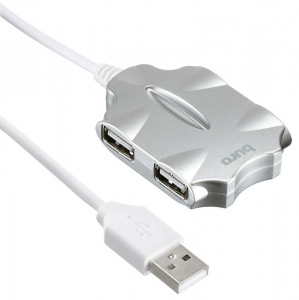���� ������ USB-��� USB 2.0 Buro BU-HUB4-0.5-U2.0-Candy, silver ��������-�������� ������������