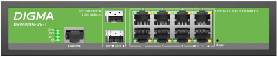 ���������� Digma DSW708G-2S-T ������, (L2+) 8x1����/� 2SFP �����������