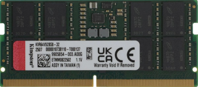 ����������� ������ Kingston 32GB (KVR64V52BS8-32) ������� DDR5 6400 SO DIMM Non-ECC, CL52, 1.1V