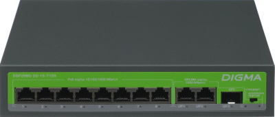 ���������� Digma DSP208G-2G-1S-T120 ������ (L2) 10x1����/� 1SFP 8PoE 8PoE+ 120W �������������