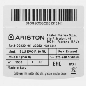 ��������������� Ariston Blu Evo R 30 RU