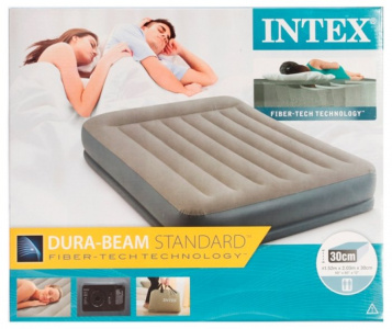 ���� ������ ������� �������� Intex Pillow Rest Mid-Rise Airbed 152x203x30 ��, 220V ��������-�������� ������������
