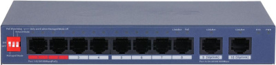 ���������� Dahua DH-CS4010-8ET2GT-110 �����, 8-��������, ����������� 8 RJ45 10/100����/� (PoE/PoE+/Hi-Po