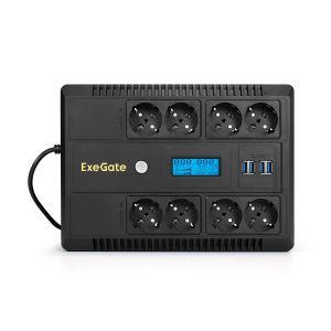 ���� ������ ��� ExeGate NEO Smart LHB-650.LCD.AVR.8SH.CH.RJ.USB 650VA/390W, LCD, AVR, 8*Schuko, RJ45/11, USB ��������-�������� ������������