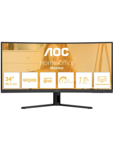 ���� ������ ������� AOC 34" CU34B3E 1500R, 21:9, UWQHD, 1/4ms, 300cd, 120Hz, HDMI, DP ��������-�������� ������������