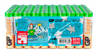 �������������� ������� GP Super Alkaline 24A50/10SMF-2CRVS60 AAA (�����:50+10) (60��) ������