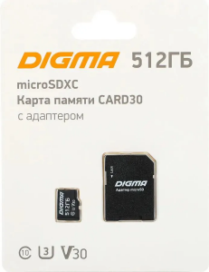 ���� ������ ����� ������ Digma microSDXC 512Gb Class10 �CARD30 + adapter ��������-�������� ������������
